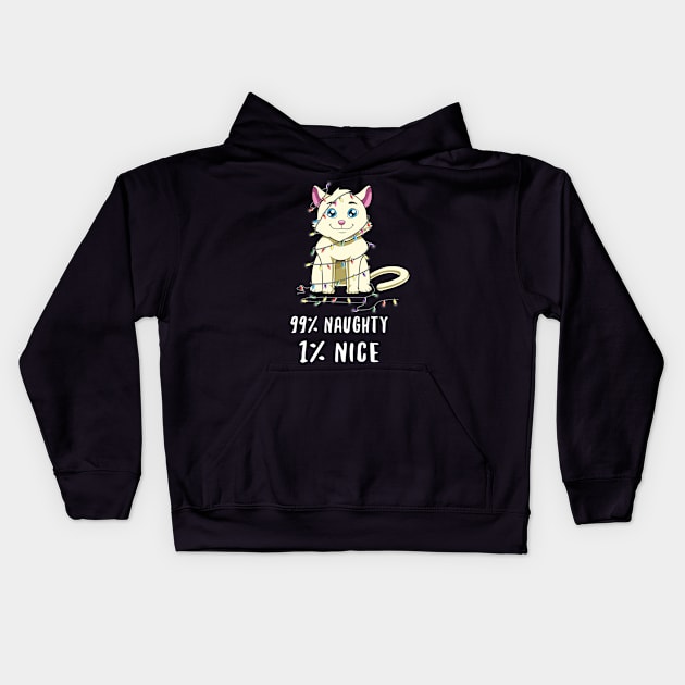 Christmas Cat Naughty List Kids Hoodie by amitsurti